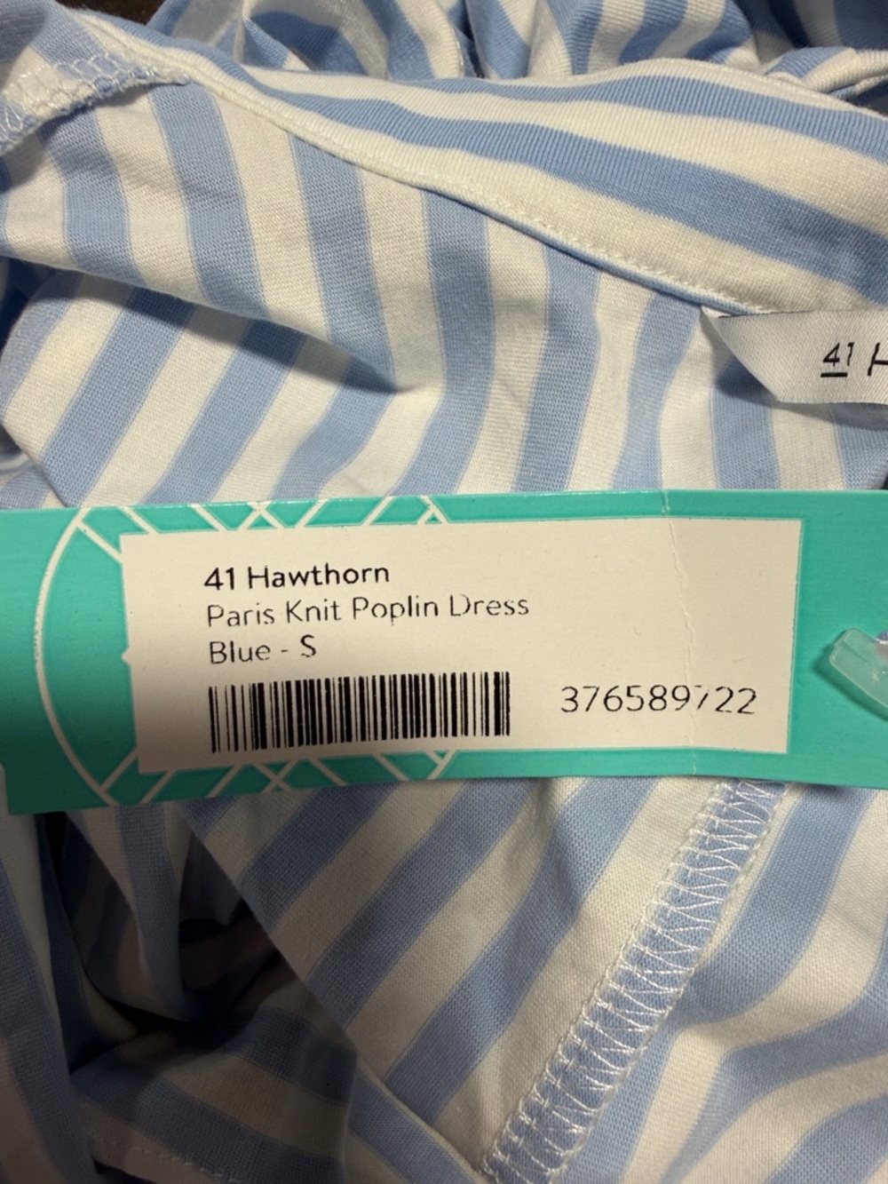 41 HAWTHORN PARIS KNIT POPLIN DRESS BLUE - S - Picture 5 of 5